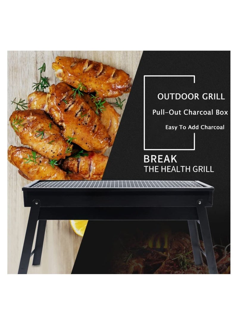 ELTRAZONE شواية باربكيو محمولة، شواية فحم، معدات باربكيو قابلة للطي للاستخدام الخارجي/المنزلي/التخييم، فرن من الفولاذ المقاوم للصدأ - Image 5