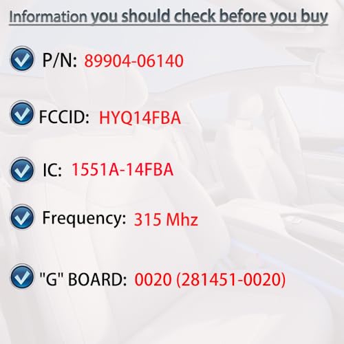 SUPALAND Smart Key Fob Keyless Entry Fits for Toyota Camry Avalon Corolla 2012 2013 2014 2015 2016 2017 2018 Remote Control Replacement FCC:HYQ14FBA PN:89904-06140 281451-0020 G Board - Image 2