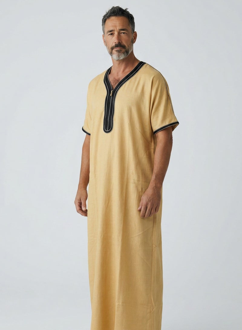 Men's Shirt, Nightgown, Moroccan Robe, Comfortable Men's Gifts Luxury Men's House Robe for Comfort Moroccan Shirt, Men's Summer Shirt, Short Sleeve Shirt, Men's Robe Comfortable Men's Gifts - Image 2