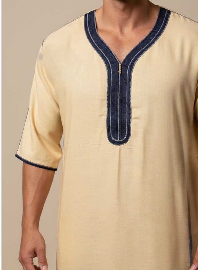 Men's Shirt, Nightgown, Moroccan Robe, Comfortable Men's Gifts Luxury Men's House Robe for Comfort Moroccan Shirt, Men's Summer Shirt, Short Sleeve Shirt, Men's Robe Comfortable Men's Gifts - Image 3