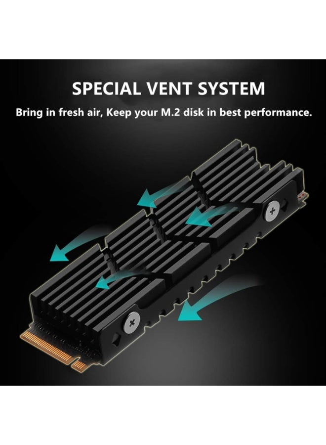 [Upgraaded] M.2 High Efficiency Heatsink NVME 2280 SSD Heat Sink Support Single Double Sided M2 SSD Cooling with Thermal Silicone Pads Cooler for Computer PC PS5 - Image 3