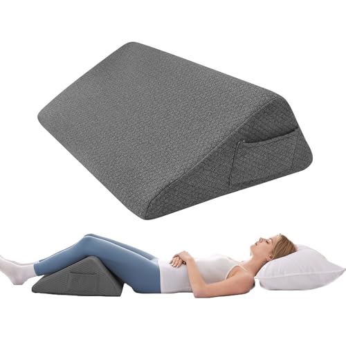 Bedluxe Knee Wedge Pillow, Memory Foam Leg Pillow Knee Pillow for Back Sleeping, Wedge Pillows for Legs Post Surgery, Triangle Pillow for Knee Support, Leg Elevation, Knees Hip Back Pain Relief, Black - Image 1
