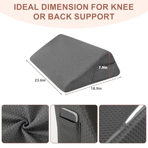 Bedluxe Knee Wedge Pillow, Memory Foam Leg Pillow Knee Pillow for Back Sleeping, Wedge Pillows for Legs Post Surgery, Triangle Pillow for Knee Support, Leg Elevation, Knees Hip Back Pain Relief, Black - Image 4