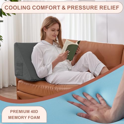 Bedluxe Knee Wedge Pillow, Memory Foam Leg Pillow Knee Pillow for Back Sleeping, Wedge Pillows for Legs Post Surgery, Triangle Pillow for Knee Support, Leg Elevation, Knees Hip Back Pain Relief, Black - Image 3