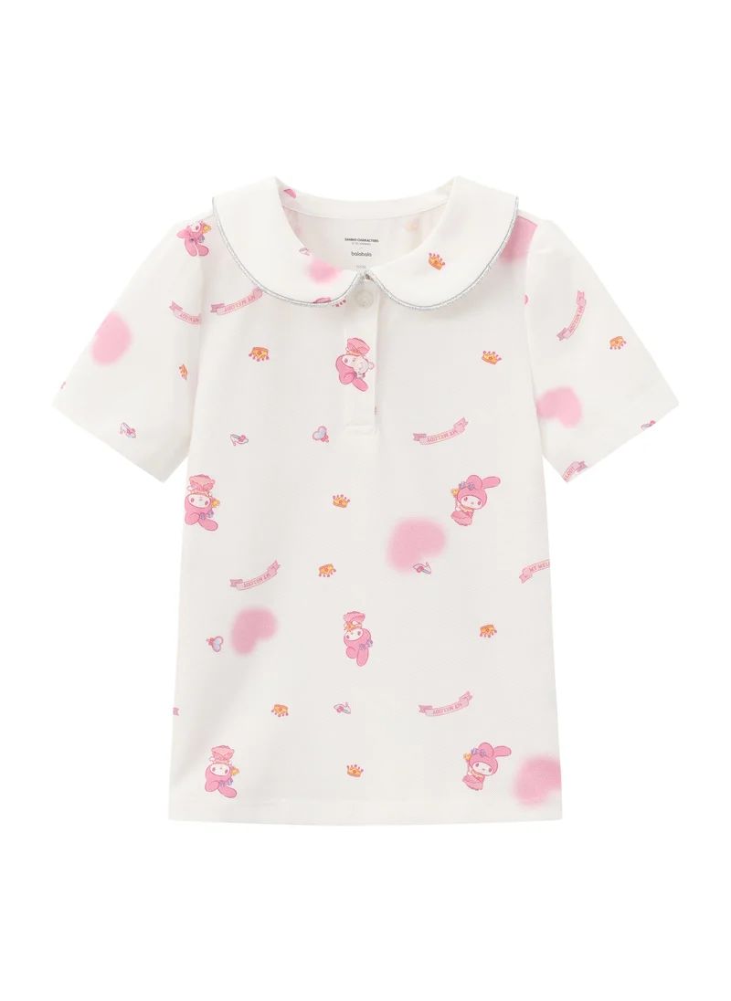 Kids Girls Lapel short-sleeved T-shirt