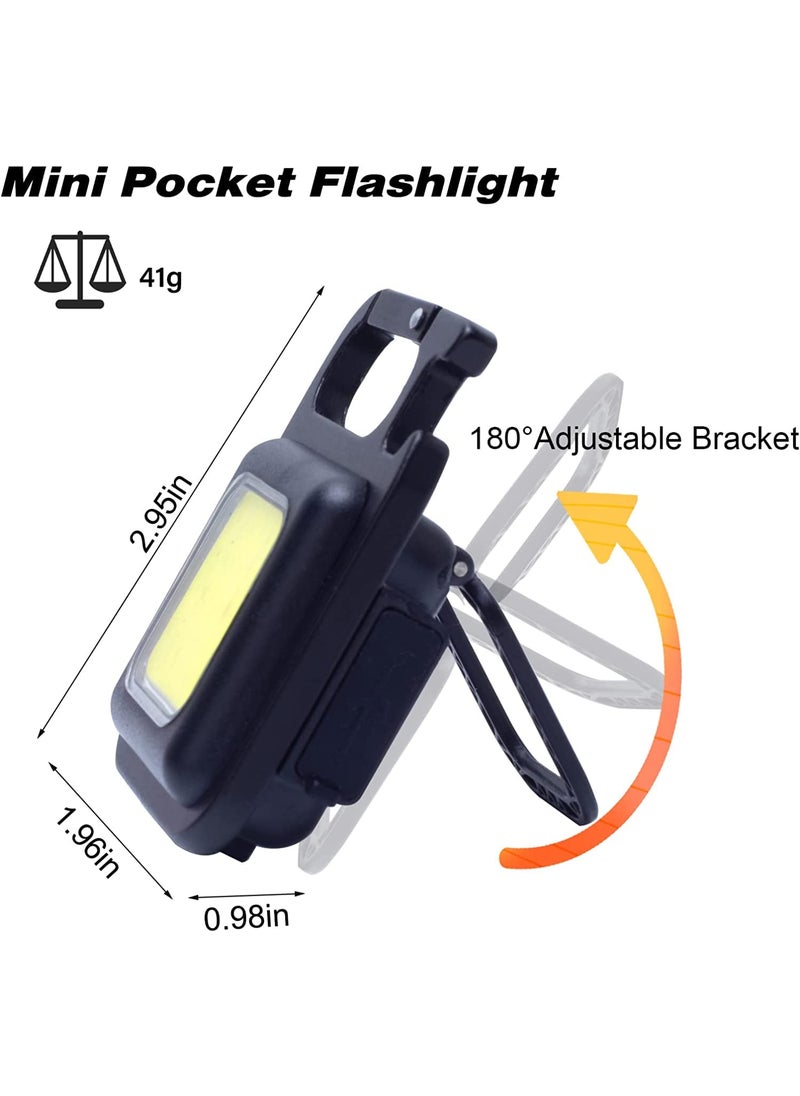 Bestrix Bestrix Mini Flashlight Keychain Light Portable Pocket Light with Magnet Base Folding Bracket Bottle Opener Rechargeable Battery for Outdoors Camping Walking Emergency Light  - Image 2