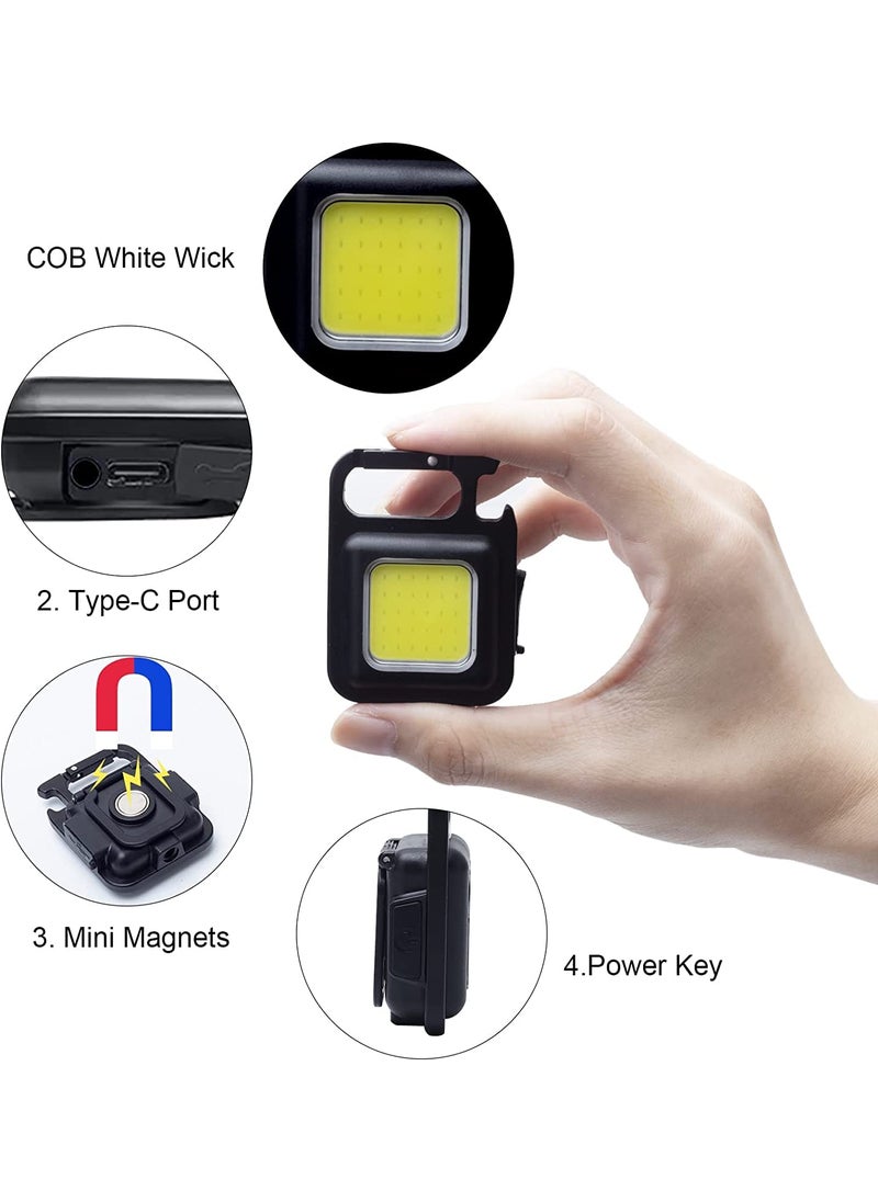 Bestrix Bestrix Mini Flashlight Keychain Light Portable Pocket Light with Magnet Base Folding Bracket Bottle Opener Rechargeable Battery for Outdoors Camping Walking Emergency Light  - Image 3