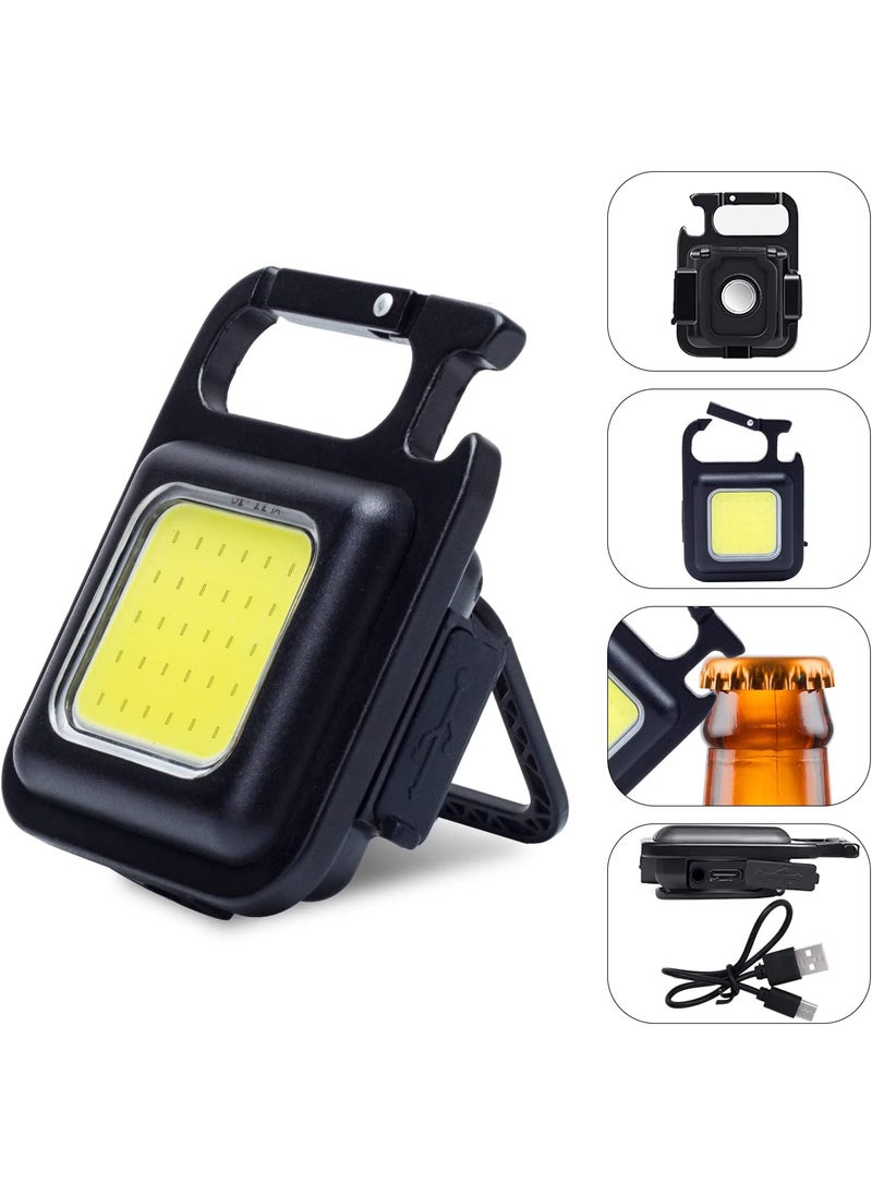 Bestrix Bestrix Mini Flashlight Keychain Light Portable Pocket Light with Magnet Base Folding Bracket Bottle Opener Rechargeable Battery for Outdoors Camping Walking Emergency Light  - Image 1
