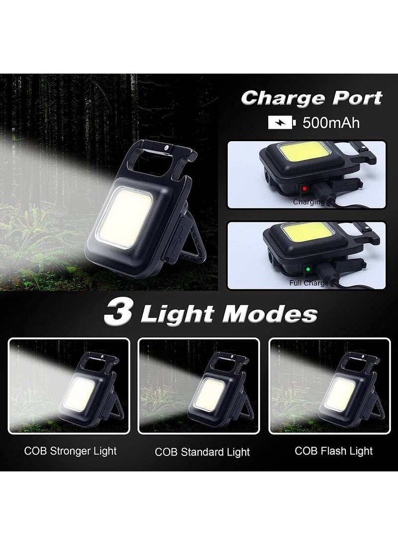 Bestrix Bestrix Mini Flashlight Keychain Light Portable Pocket Light with Magnet Base Folding Bracket Bottle Opener Rechargeable Battery for Outdoors Camping Walking Emergency Light  - Image 5