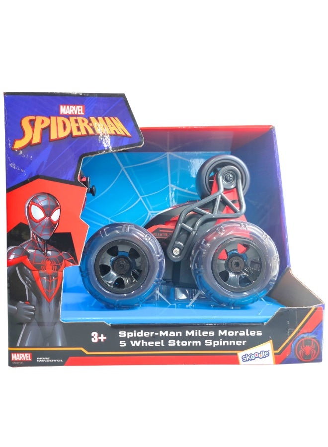 سبايدر مان سيارة مايلز موراليس سبايدرمان المجهزة بجهاز تحكم عن بُعد عجلة ستورم سبينر بخمس عجلات تدور 360 درجة | لعبة تحكم عن بُعد كاملة الوظائف بتردد جيجاهرتز سيارة حركات بهلوانية متينة للأطفال من سن سنوات فما فوق - Image 5