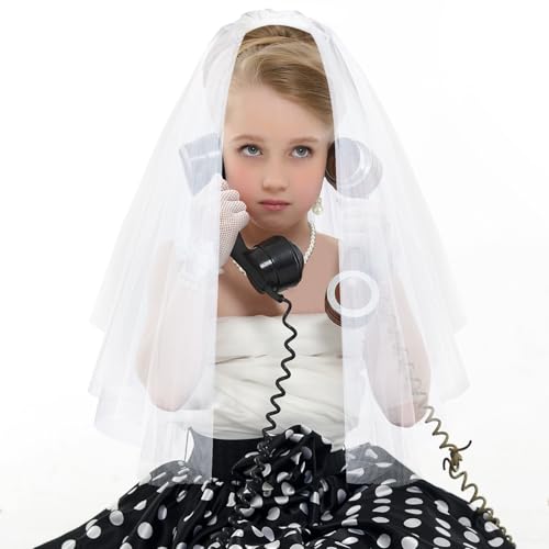 Bencailor 5pcs Halloween Costume Accessories Set for Girls Lace Gloves with Hair Comb Pearl Necklace Bracelet Earrings(Milk White Pearl,Classic) - Image 4