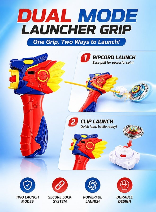 BeyBlade Kids Battle Gyro Spinning Top Set, Alloy Burst Beyblade with Pull Launcher, Sturdy Combat Spinner Toy for Indoor Outdoor Competitive Play & Birthday Gift - Image 3