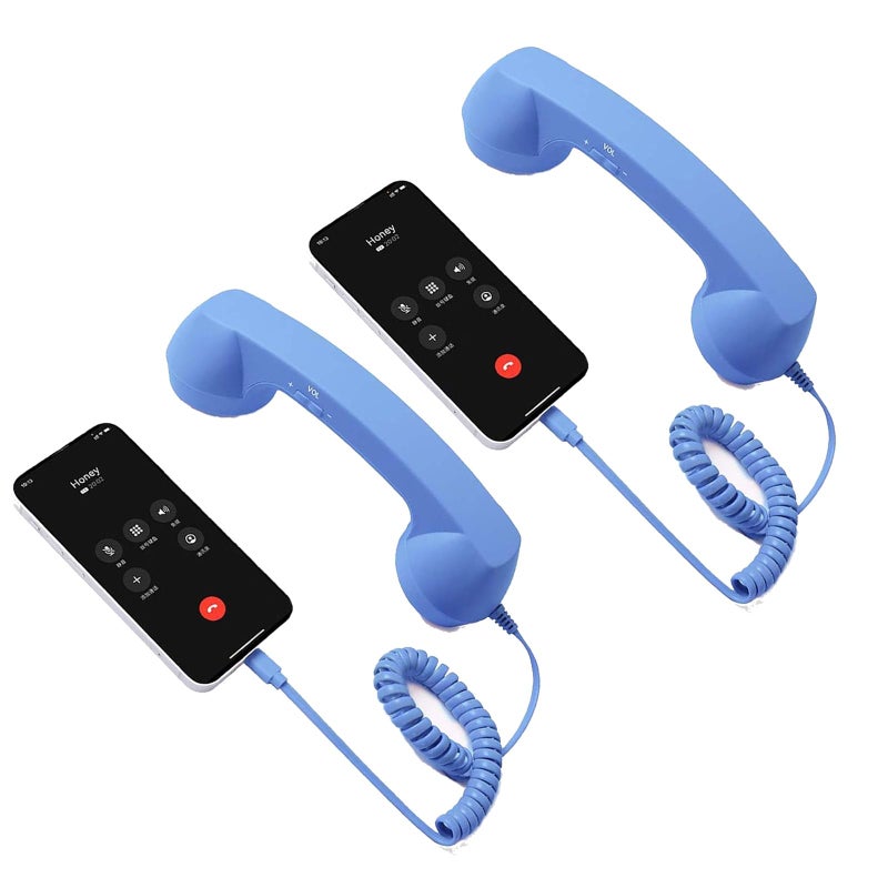 Blue Retro Handset For Mobile Devices With Microphone Vintage Telephone Style - Image 2