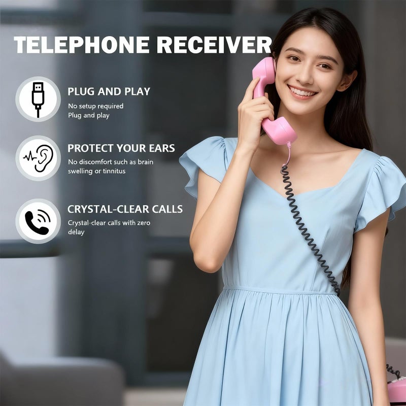 Blue Retro Handset For Mobile Devices With Microphone Vintage Telephone Style - Image 4