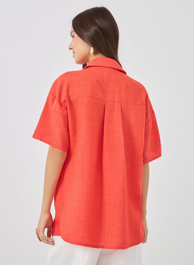 تايك تو قميص فضفاض بأكمام قصيرة قطعتين - Image 4