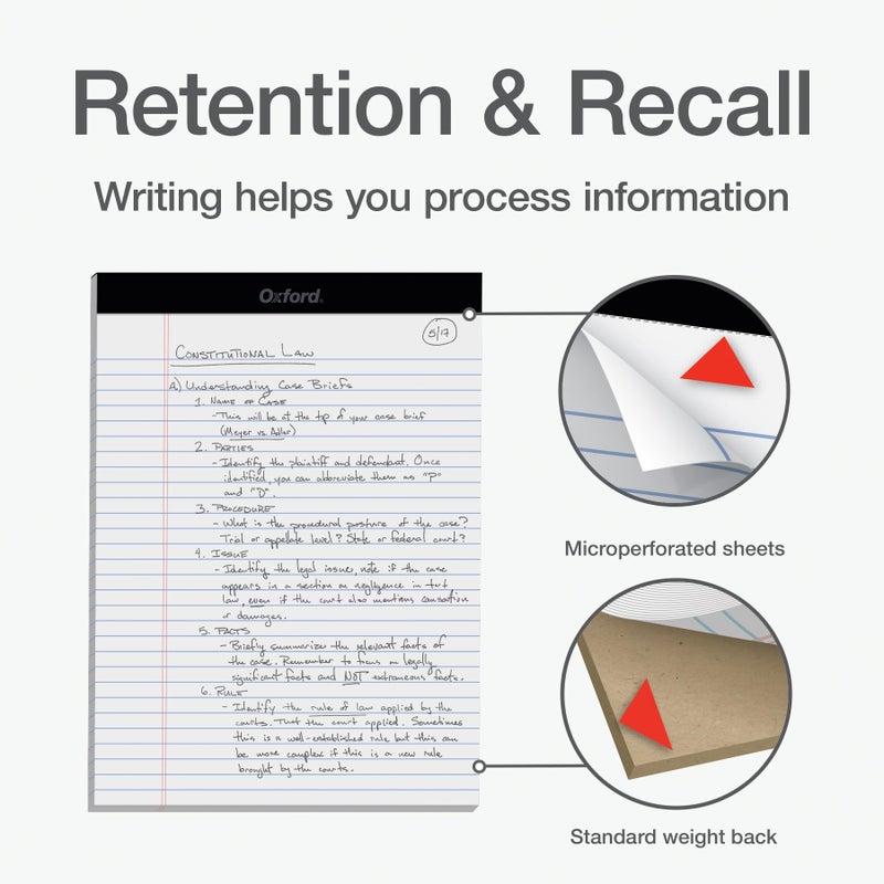 Oxford 8.5 x 11 Inch Legal Pads, 12 Pack, Wide Ruled on Both Sides, White Lined Paper, 50 Perforated Sheets Per Writing Pad, Notepads for Business, College & Office Use, Made in the USA (74030) - Image 5