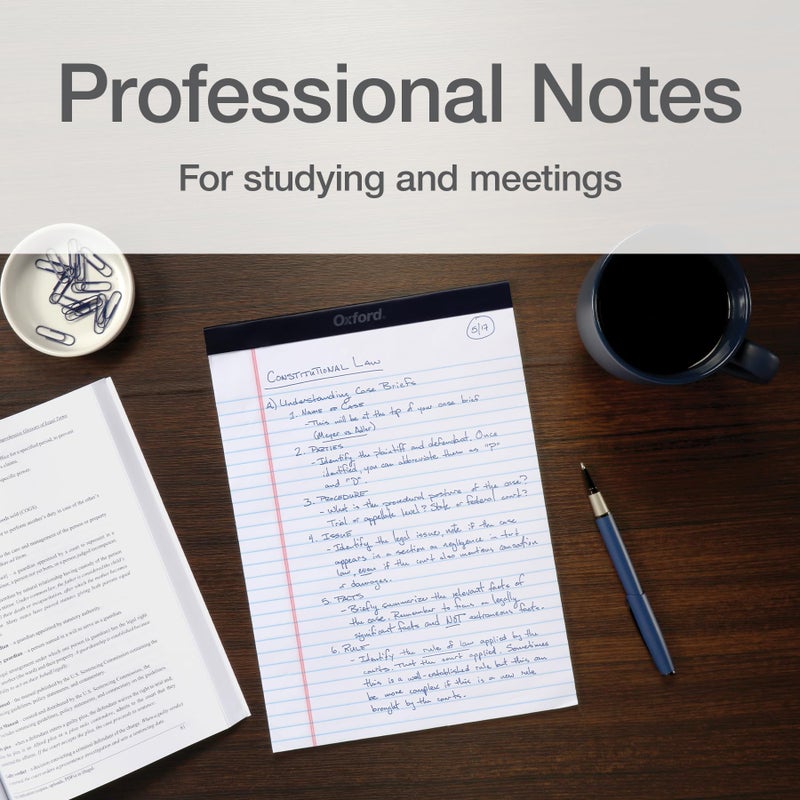 Oxford 8.5 x 11 Inch Legal Pads, 12 Pack, Wide Ruled on Both Sides, White Lined Paper, 50 Perforated Sheets Per Writing Pad, Notepads for Business, College & Office Use, Made in the USA (74030) - Image 4