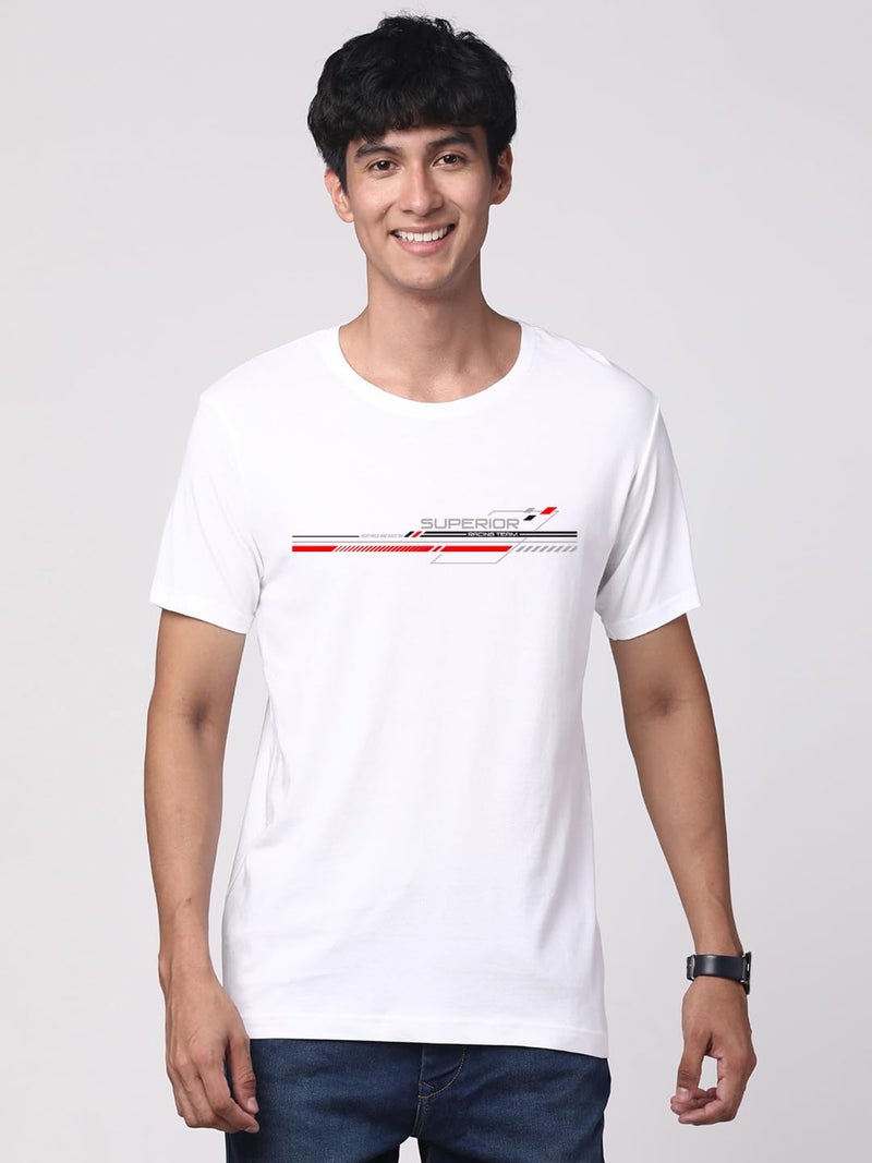 ADRO 100% Cotton Lycra Tshirts for Men Combo Pack of 3 | Regular Fit | Printed T Shirt | Round Neck Half Sleeve| Mens Tshirts|RCM3_INV-MR_BCL-PT_RAC-WH_M - Image 4