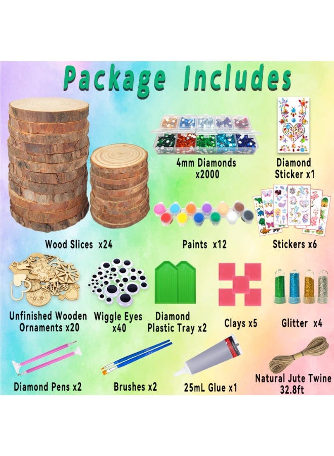 دايتويز مجموعات فنية وحرفية خشبية للأطفال، أولاد، بنات، من 6 إلى 12 عامًا، شرائح خشبية مع قطع ماسية - هدايا فنية وحرفية للأطفال الصغار. - Image 4