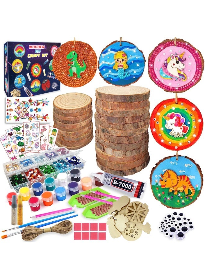 دايتويز مجموعات فنية وحرفية خشبية للأطفال، أولاد، بنات، من 6 إلى 12 عامًا، شرائح خشبية مع قطع ماسية - هدايا فنية وحرفية للأطفال الصغار. - Image 1