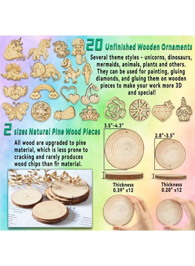 دايتويز مجموعات فنية وحرفية خشبية للأطفال، أولاد، بنات، من 6 إلى 12 عامًا، شرائح خشبية مع قطع ماسية - هدايا فنية وحرفية للأطفال الصغار. - Image 3