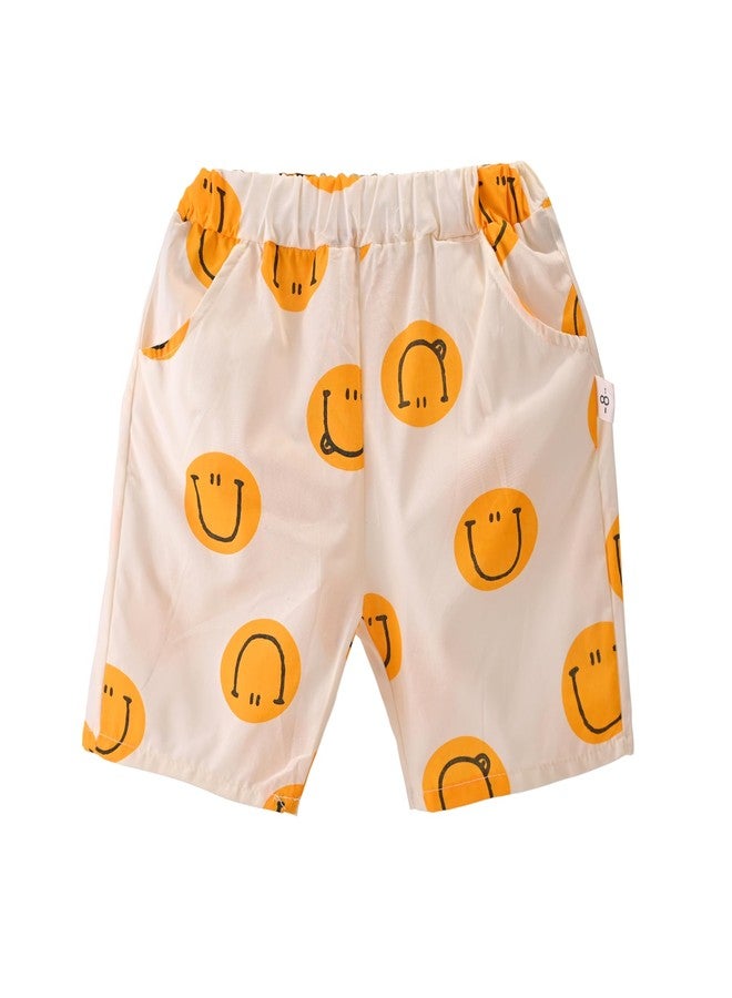 Bold N Elegant Kids 3-Piece Smiley Face Print Short Sleeve Shirt with Shorts and T-Shirt Summer Party Outfit for Boys 1 to 5 Years (Orange, 1-2 Years) - Image 4