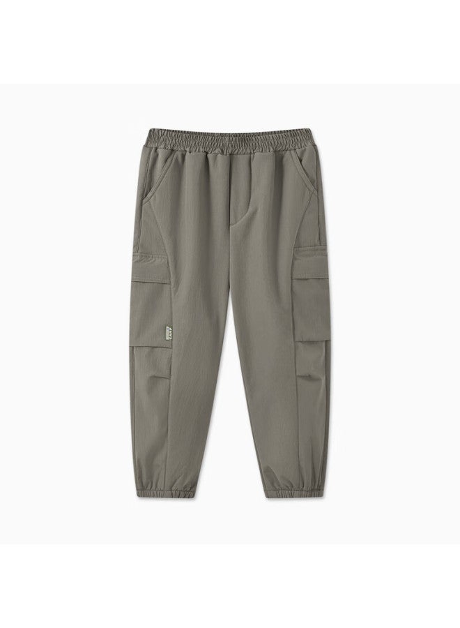 Mqd Winter Boys' Trendy College Style Warm Casual Pants Army Green 140 - Image 4