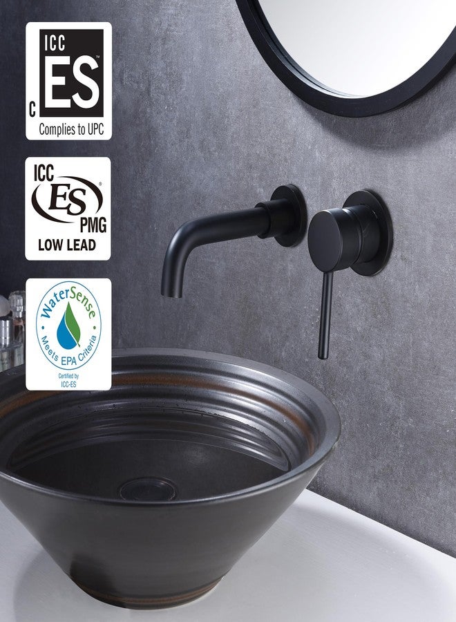 Sumerain Wall Mount Bathroom Faucet Matte Black Finish, Rough-in Valve Included - Image 2