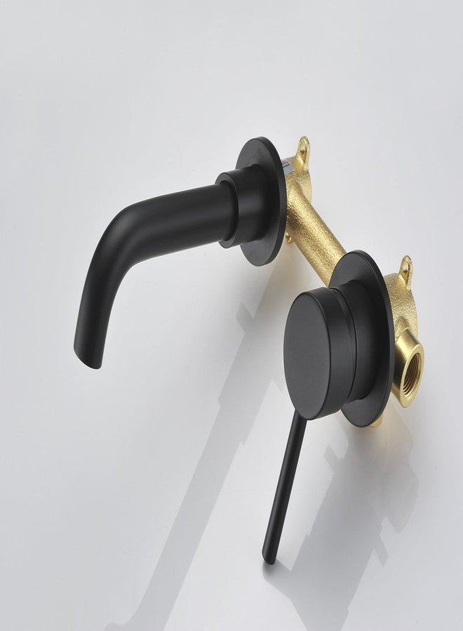 Sumerain Wall Mount Bathroom Faucet Matte Black Finish, Rough-in Valve Included - Image 5