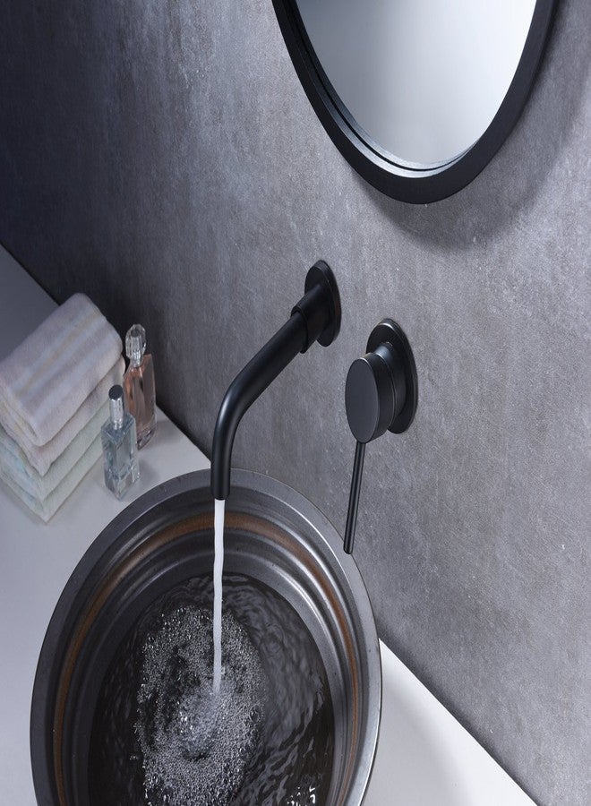 Sumerain Wall Mount Bathroom Faucet Matte Black Finish, Rough-in Valve Included - Image 3
