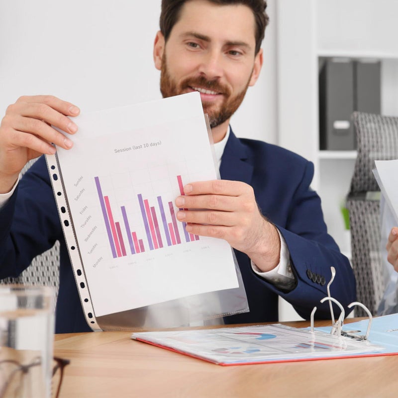 100 غلاف بلاستيكي شفاف لحماية الأوراق من الأعلى، لتنظيم المستندات في الألبوم وللاستخدام في العروض التقديمية. - Image 5