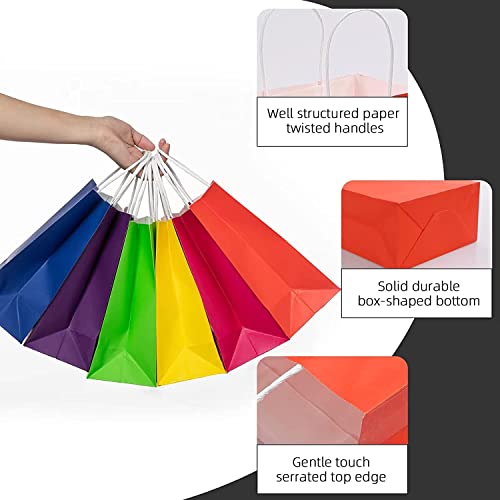RanGit Bhumi Gift Bags- 30 pcs Rainbow Colored Paper Bags with Handles, Durable Small Return Gifts Paper Carry Bag- Party Favor Goodie Bag for Birthday, Wedding, Festivals, Treats (X-Small-FullColor, Pack of 30) - Image 5