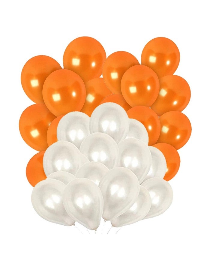 بالونات لاتكس معدنية باللونين الأبيض والبرتقالي من DUL DUL لتزيين أعياد الميلاد، 100 قطعة - عبوة بالونات معدنية تحتوي على 50 بالونة باللونين الأبيض والبرتقالي لتزيين أعياد الميلاد/الحفلات، والحفلات ذات الطابع الخاص، والاحتفالات بالمهرجانات (اللون الأبيض والبرتقالي، 100)