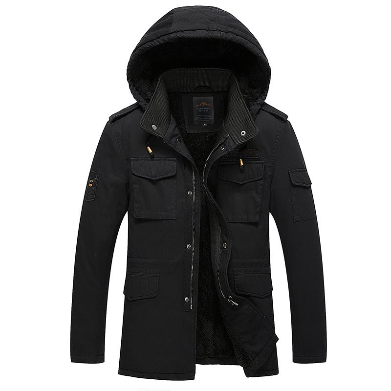 New Winter Men'S Cotton-Padded Jacket Mid-Length Fleece-Lined Warm Cold-Proof Men'S Casual Jacket - Image 5