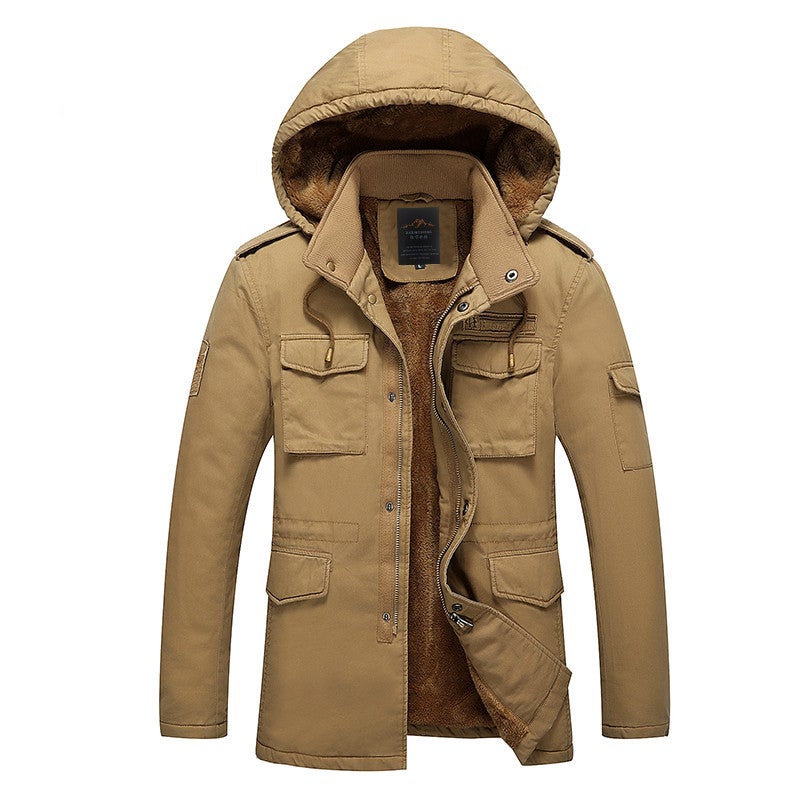New Winter Men'S Cotton-Padded Jacket Mid-Length Fleece-Lined Warm Cold-Proof Men'S Casual Jacket - Image 2