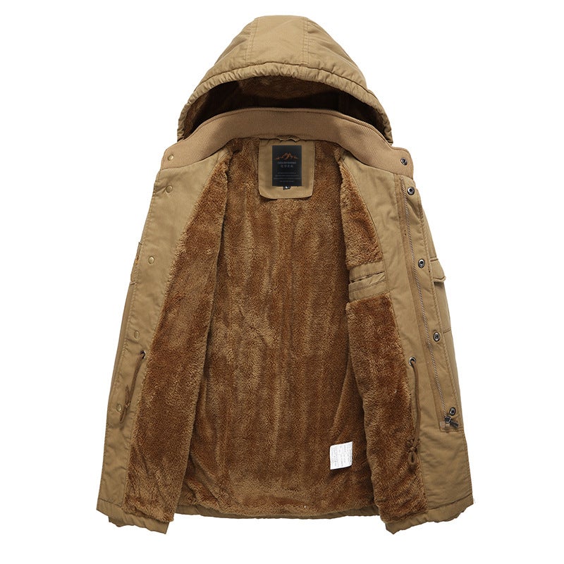 New Winter Men'S Cotton-Padded Jacket Mid-Length Fleece-Lined Warm Cold-Proof Men'S Casual Jacket - Image 3