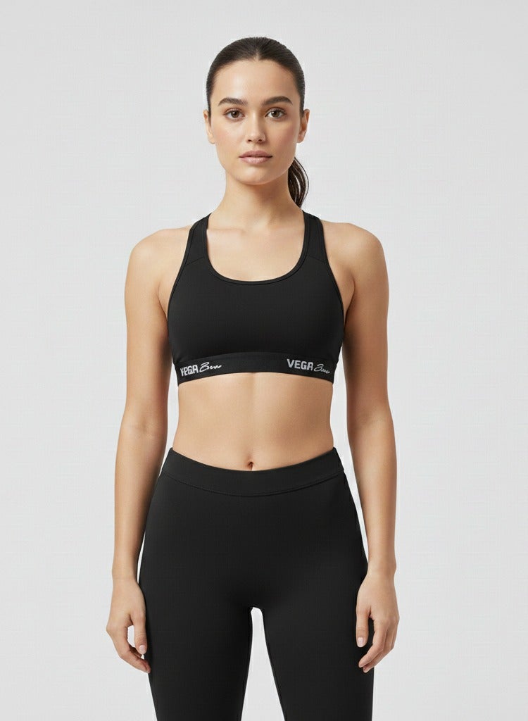 Cottonil VEGA Bra Women's Sports Padded Bra, Racerback Style - Black - Image 1