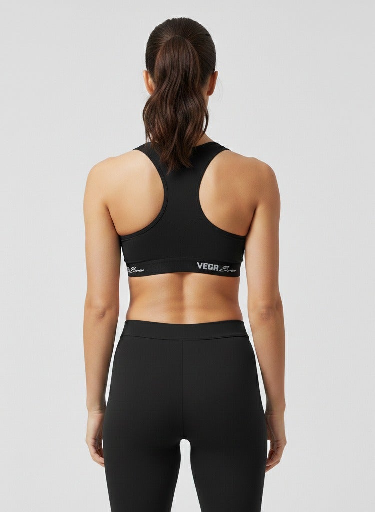 Cottonil VEGA Bra Women's Sports Padded Bra, Racerback Style - Black - Image 2