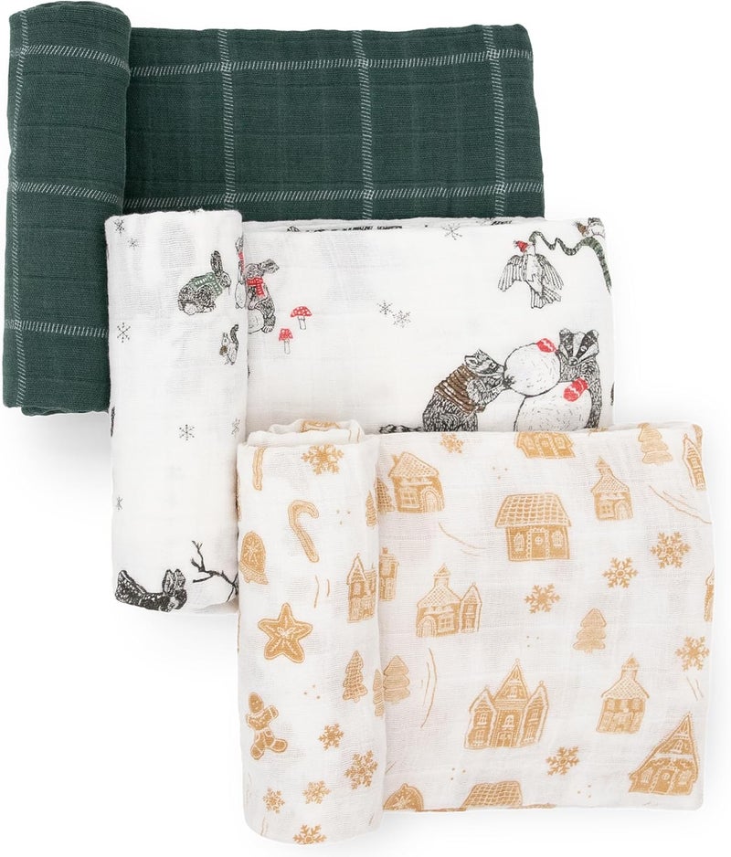 Little Unicorn Snow Day Cotton Muslin Swaddle Blanket Set - Image 1