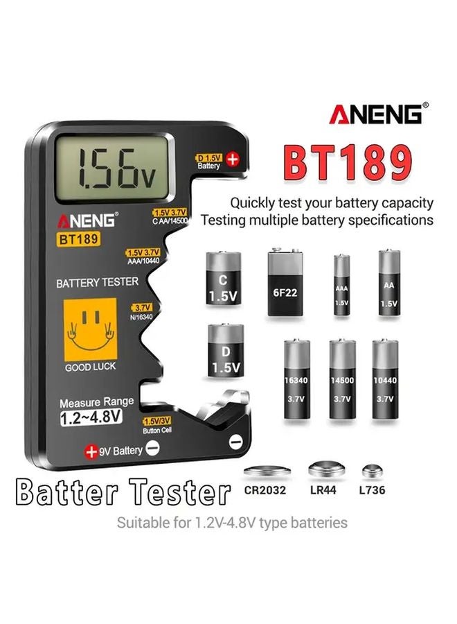ANENG BT189 اختبار بطارية أسود عرض رقمي محمول لـ C AA AAA D N 9V - Image 3