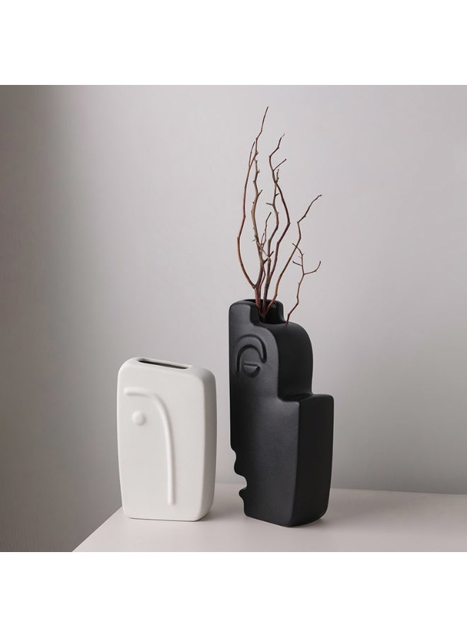 White Porcelain Face Vase – 9×5×15.5 cm Modern Minimalist Japandi Decorative Flower/Centerpiece | Ambra Home UAE - Image 1