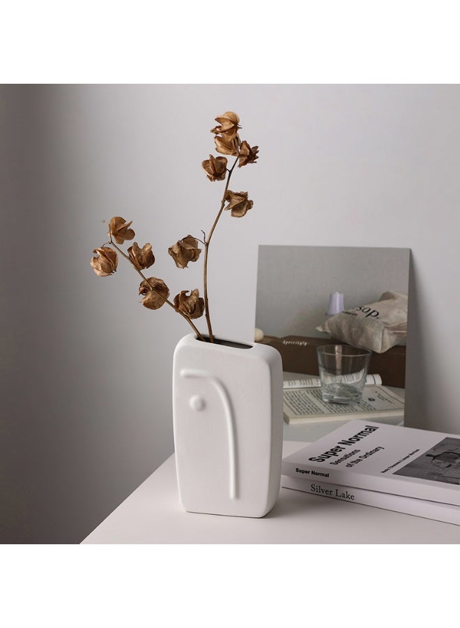 White Porcelain Face Vase – 9×5×15.5 cm Modern Minimalist Japandi Decorative Flower/Centerpiece | Ambra Home UAE - Image 2
