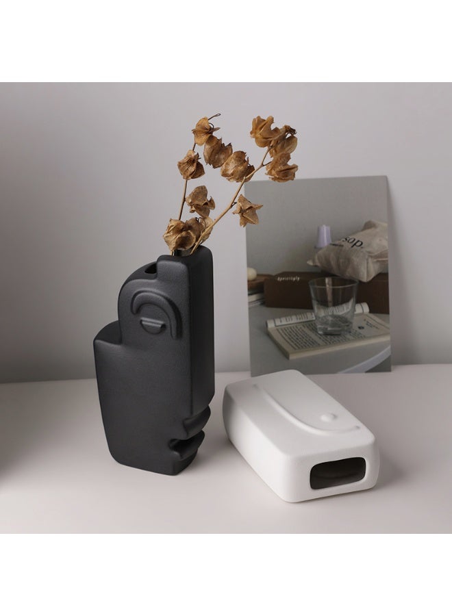White Porcelain Face Vase – 9×5×15.5 cm Modern Minimalist Japandi Decorative Flower/Centerpiece | Ambra Home UAE - Image 3