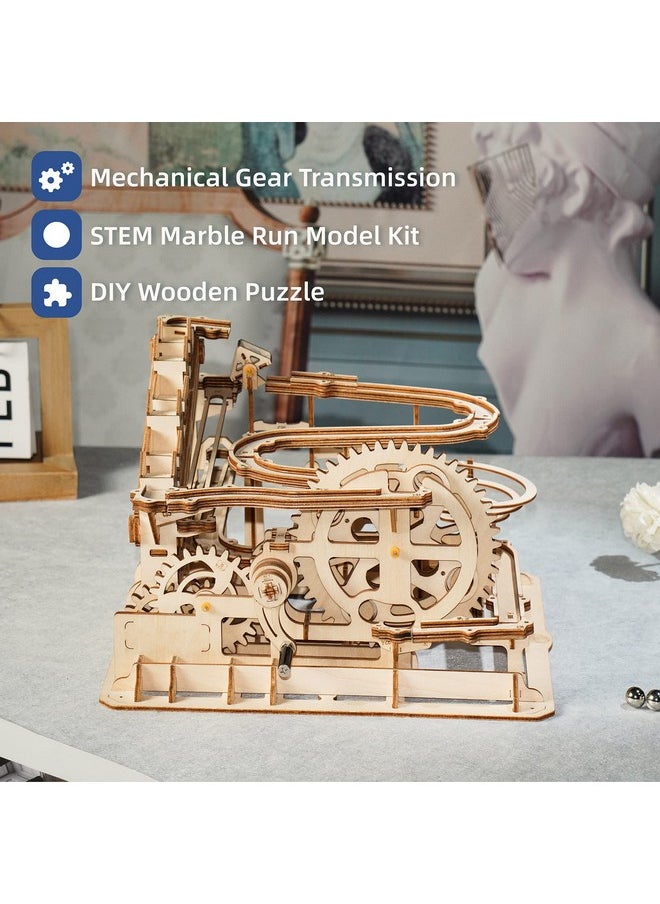 RoWood Rowood 3D Puzzles for Adults, Wooden Marblr Run Model Kit, DIY Building Kits for Adults to Build, Craft for Teens, Gift for Adults & Teen Boys Girls, Age 14+, Waterwheel Coaster  - Image 2