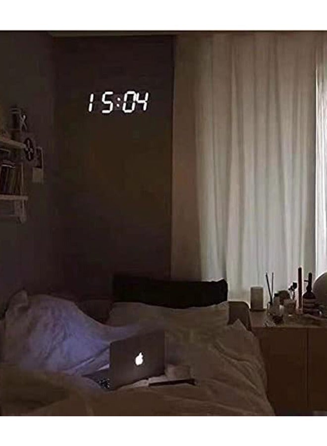 White LED Minimalist Clock - Brightness Adjustable 3D Digital Clock with Temperature Display, USB Powered Wall Clock for Home & Office  - Image 4