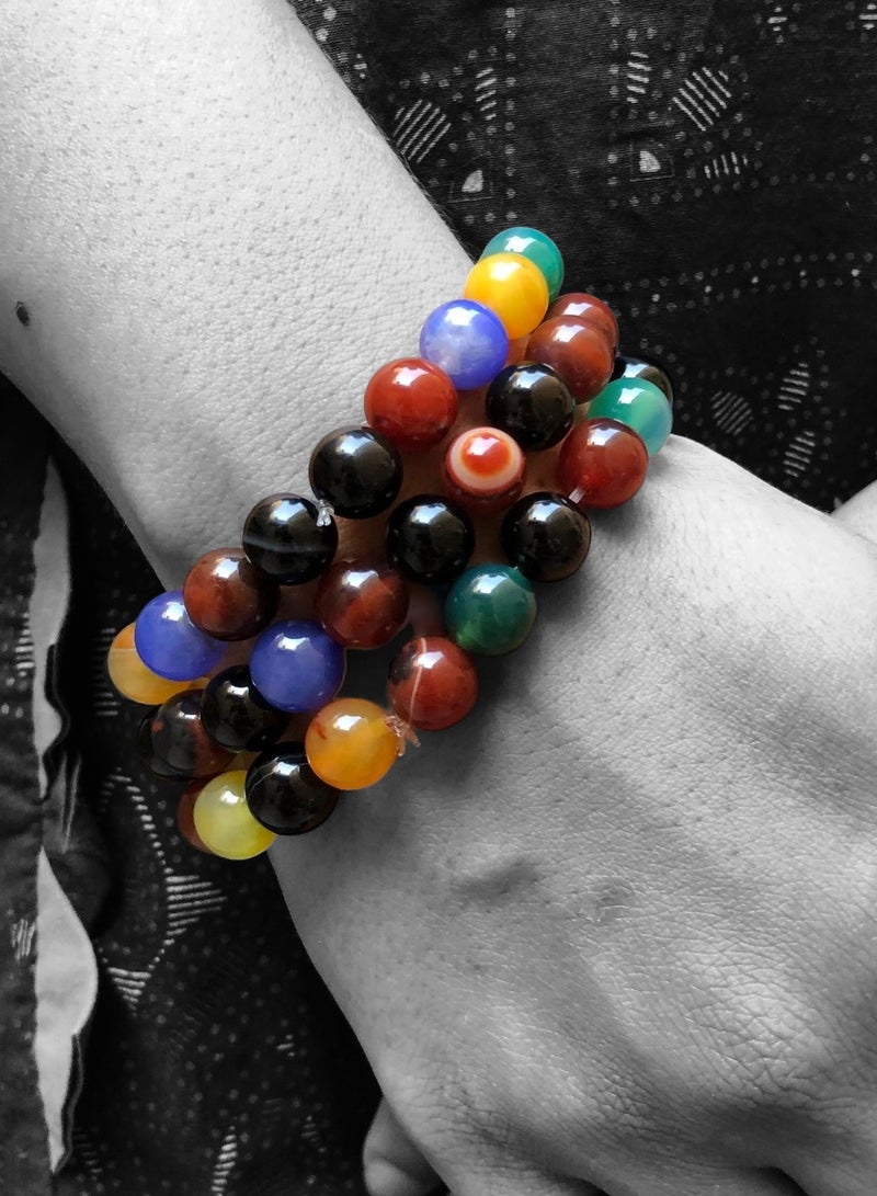 HADIGEMS MultiColor Natural Agate Bracelet - 10mm - Image 2