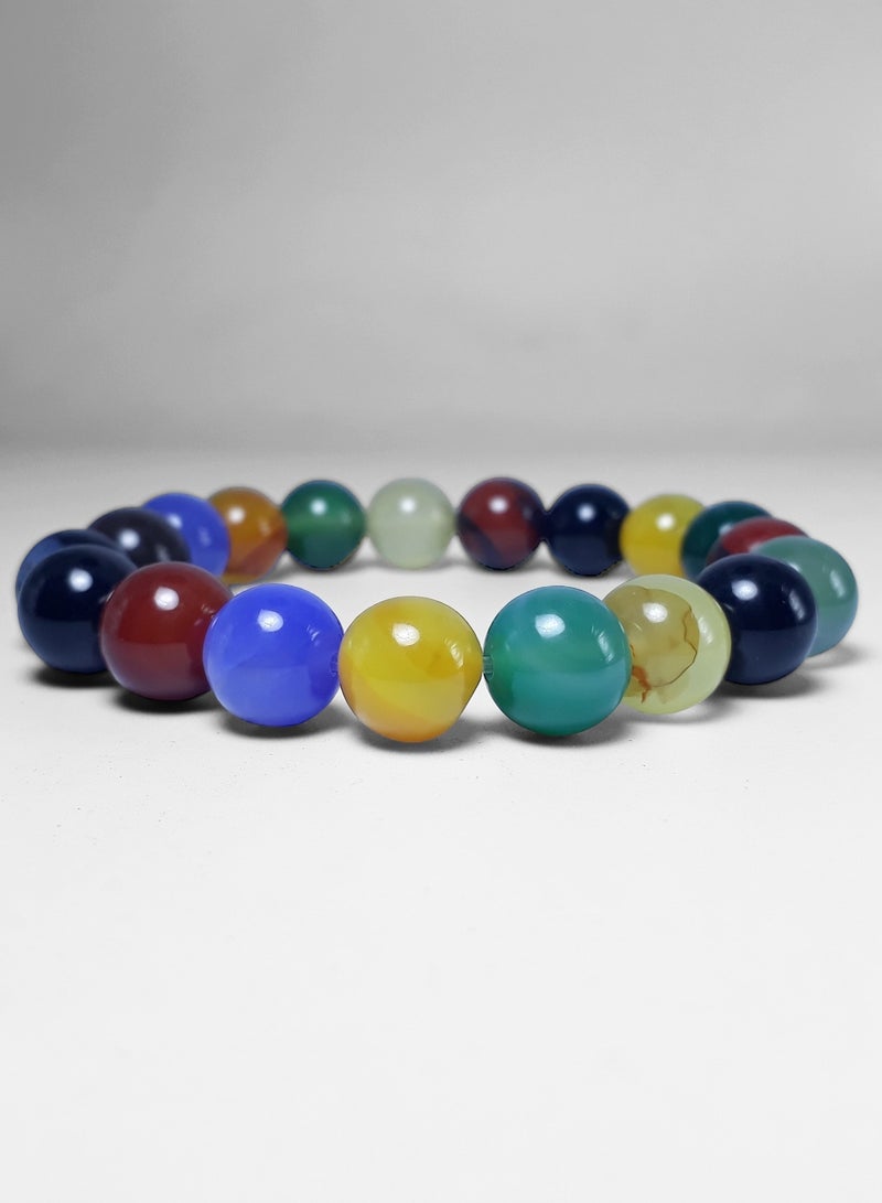 HADIGEMS MultiColor Natural Agate Bracelet - 10mm - Image 3