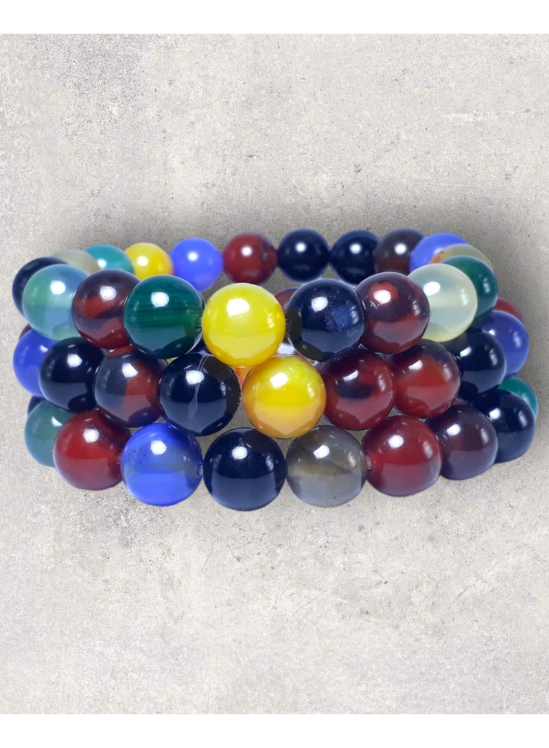 HADIGEMS MultiColor Natural Agate Bracelet - 10mm - Image 4