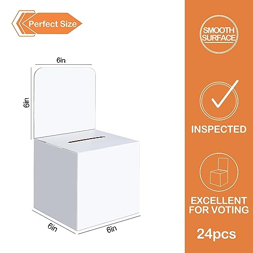 VOISEN 24 Pcs Ballot Boxes Suggestion Boxes Donation Box for Fundraising, Cardboard Raffle Box with Slot and Removable Header for Collecting Business Card Voting Contest (White) - Image 2