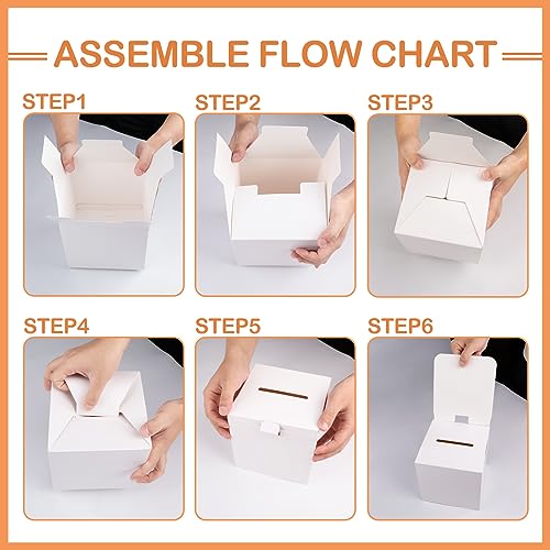 VOISEN 24 Pcs Ballot Boxes Suggestion Boxes Donation Box for Fundraising, Cardboard Raffle Box with Slot and Removable Header for Collecting Business Card Voting Contest (White) - Image 4